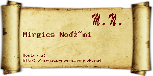 Mirgics Noémi névjegykártya
